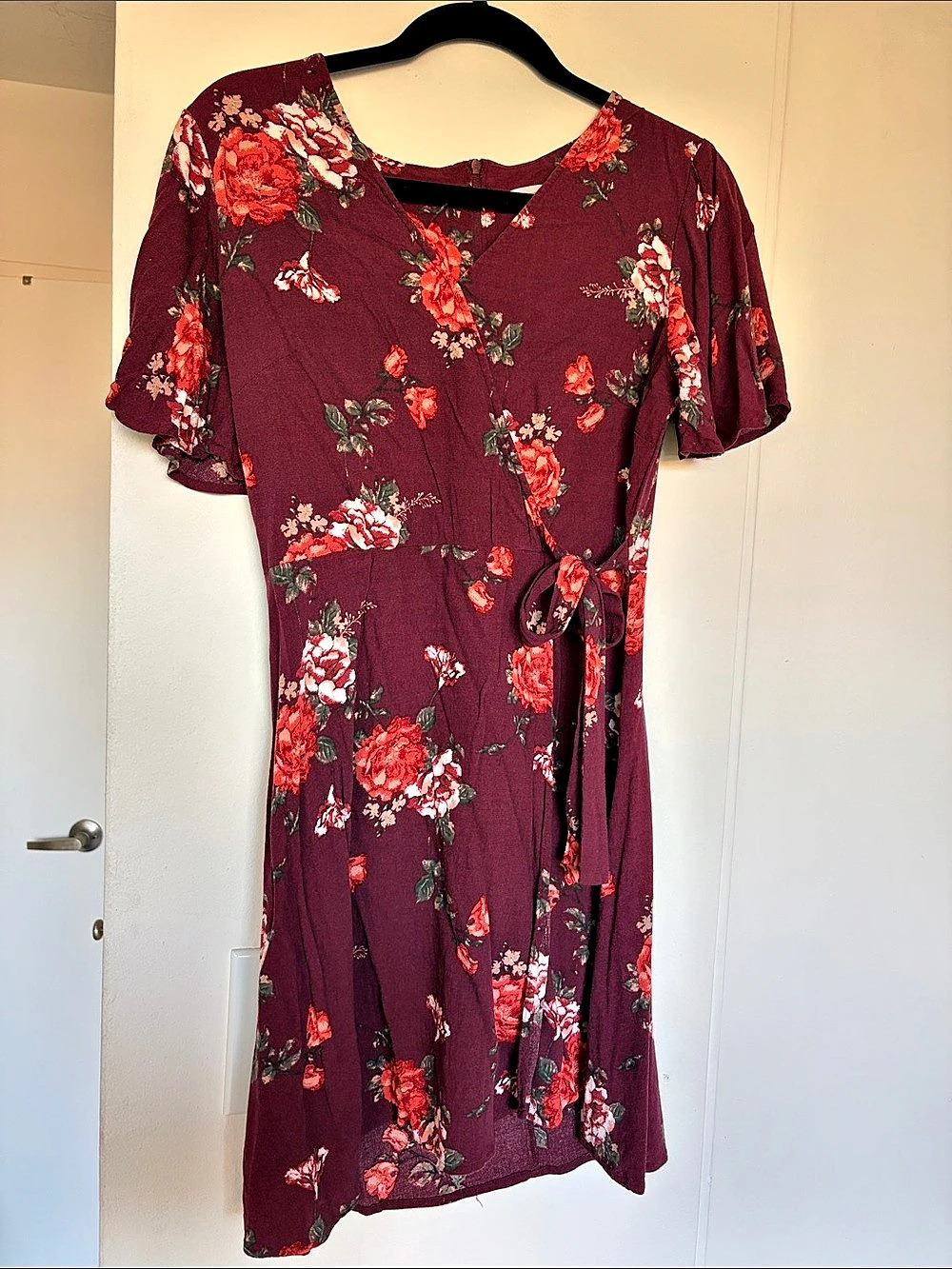 Floral Midi Dress in Purple & Red Like New
